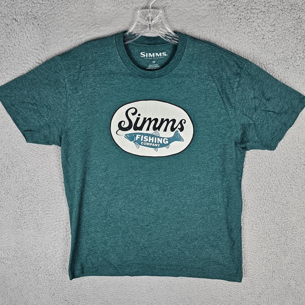 Simms Trout Wander T-Shirt Mens M Heathered Fishing Company Graphic Crew Neck